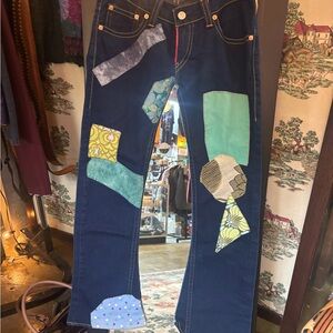 Levi's Blue Patchwork Straight Leg Jeans